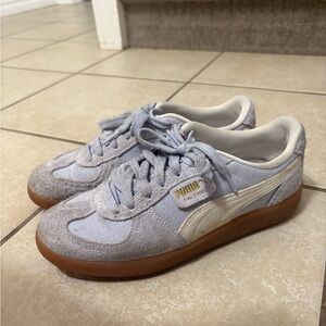 Puma Light Gray Suede & Cream Formstrip Sneakers with Gum Sole